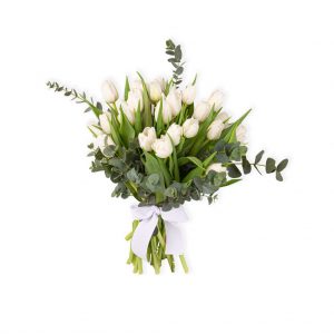 Buchet 25 lalele albe fara ambalaj