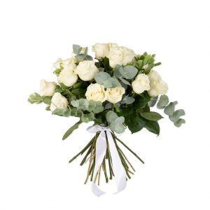 Buchet 19 trandafiri albi fără ambalaj