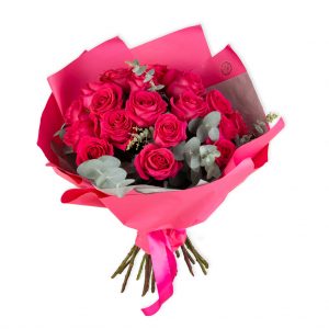 Buchet 19 trandafiri pink cu ambalaj