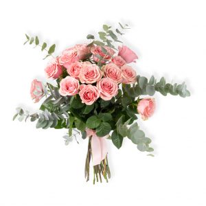 Buchet 19 trandafiri roz fără ambalaj