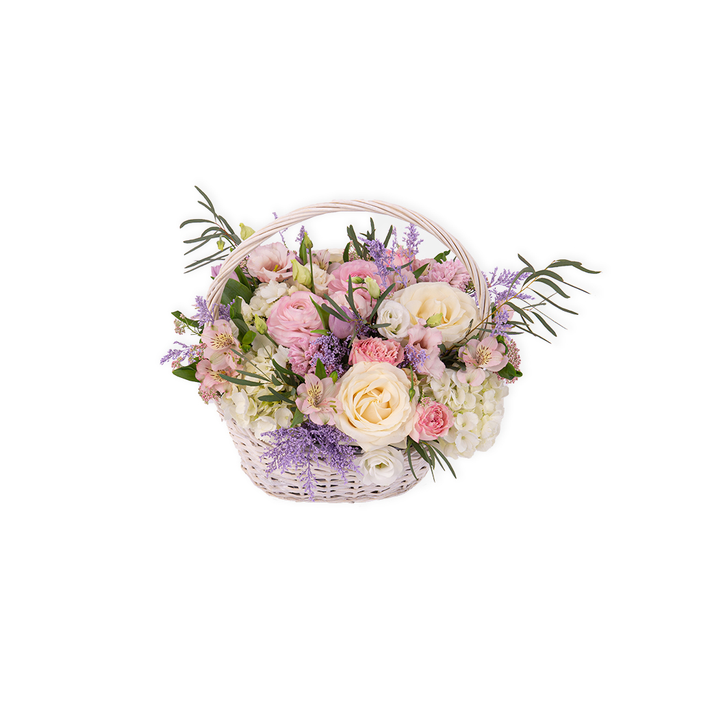 Coş cu flori roz alb mov - imagine 2