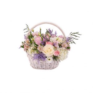 Coş cu flori roz alb mov